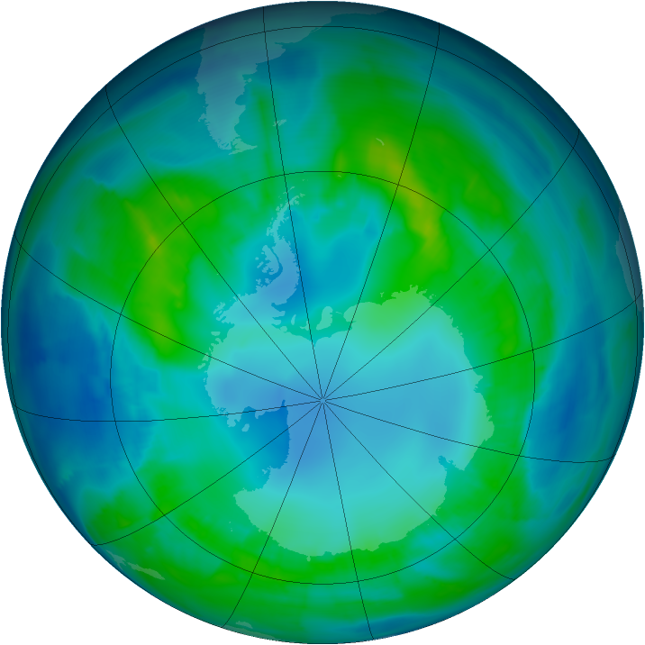 Antarctic ozone map for 28 April 2015